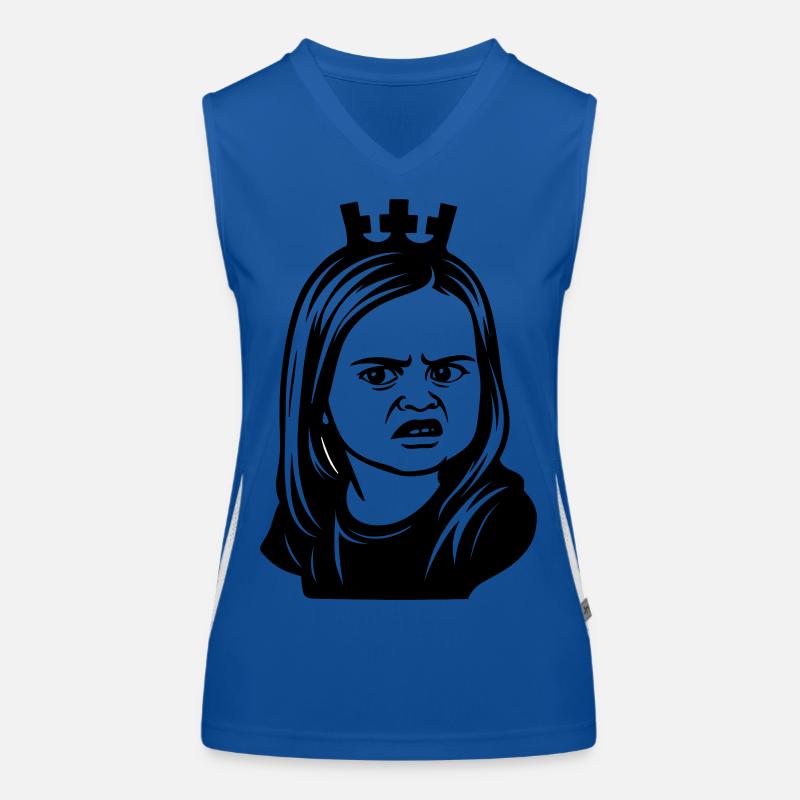 Skeptisches Meme-Girl mit Krone Funktionelles Kontrast-Tank Top für Frauen