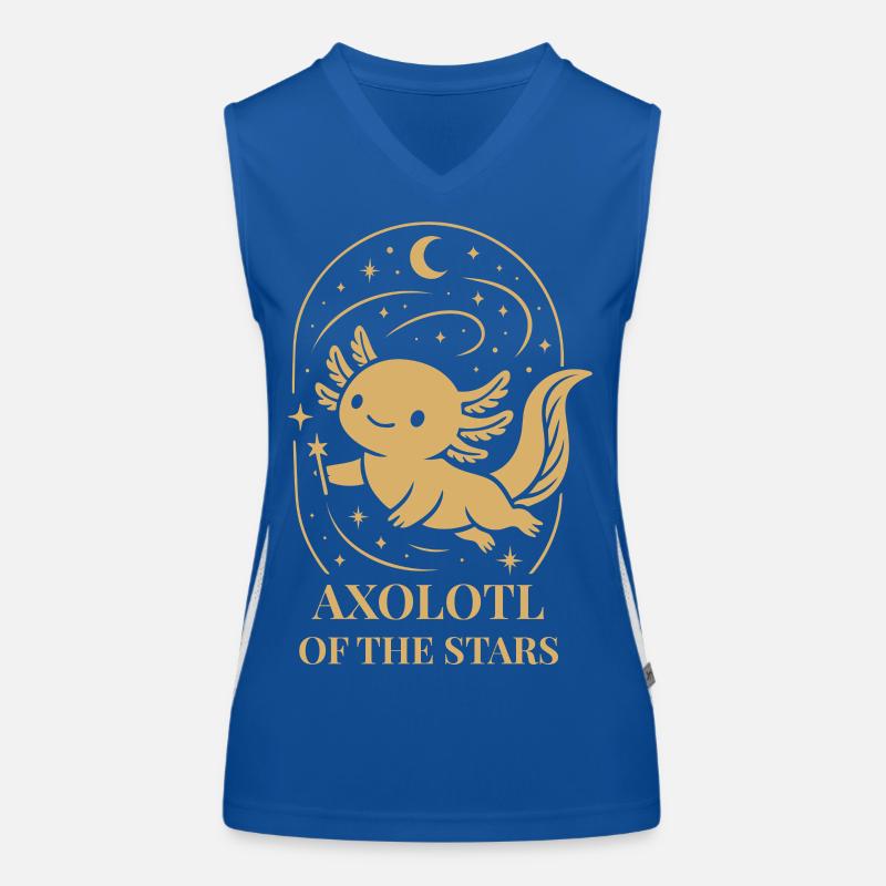 Axolotl with Stars and Moon Magic Design Women's Functional Contrast Tank Top