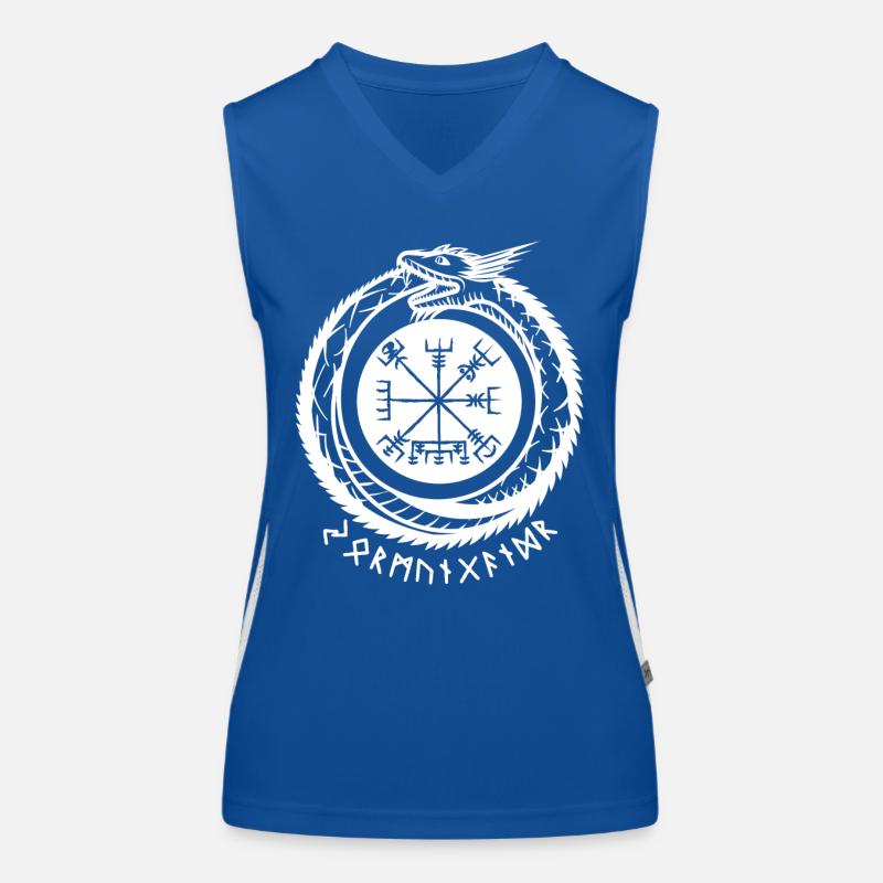 Jörmungandr mit Wikinger Kompass Funktionelles Kontrast-Tank Top für Frauen