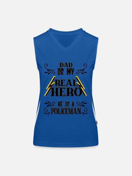 Dad my real Hero, Policeman, Pride, Gift, - Women's Functional Contrast Tank Top - royal/white - Front