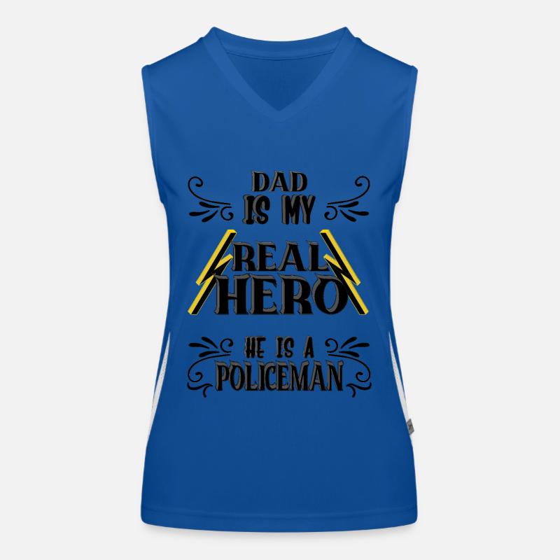 Dad my real Hero, Policeman, Stolz, Geschenk, Funktionelles Kontrast-Tank Top für Frauen