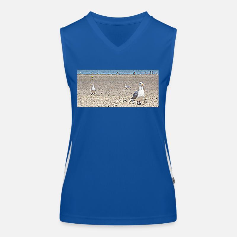 Möwen am Strand Funktionelles Kontrast-Tank Top für Frauen