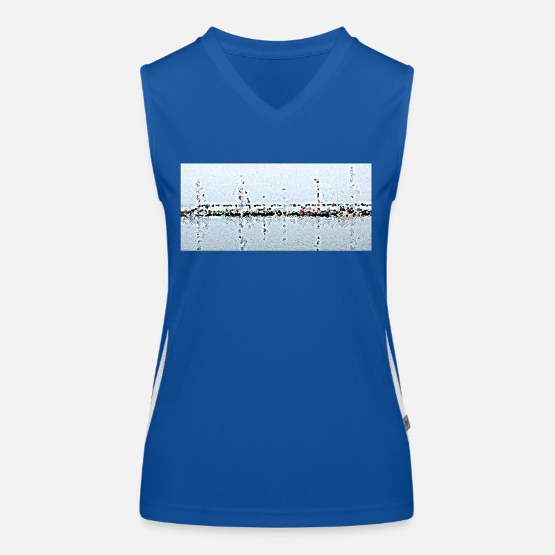 Boote und ihre Reflexion Funktionelles Kontrast-Tank Top für Frauen