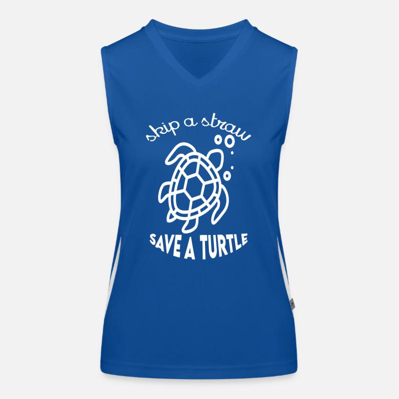 Skip a straw save a turtle Women's Functional Contrast Tank Top