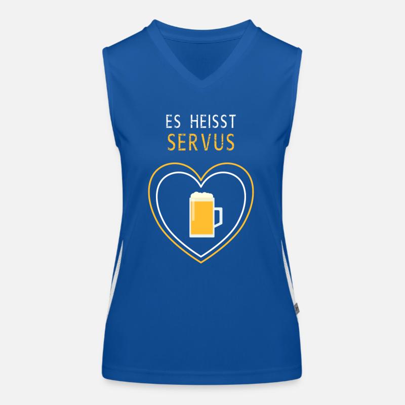 Es heisst Servus Bier Funktionelles Kontrast-Tank Top für Frauen