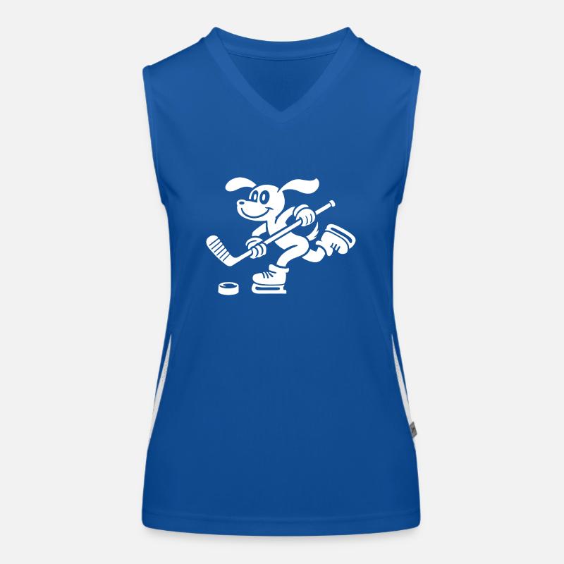 Dackel Eishockey Silhouette Minimalistisch Funktionelles Kontrast-Tank Top für Frauen