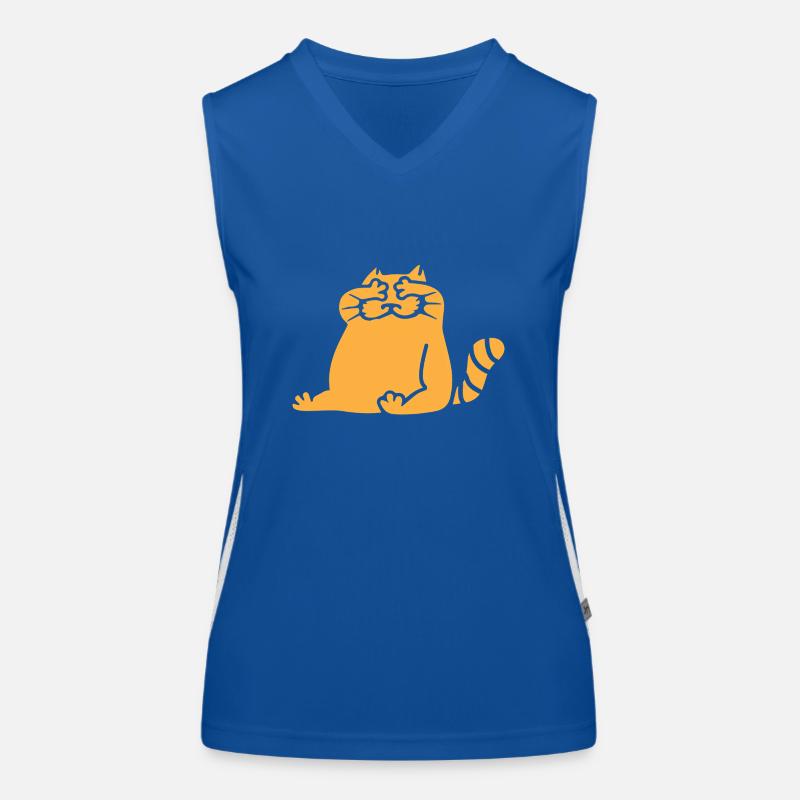Orange silhouetteCat blind funny see nothing Women's Functional Contrast Tank Top