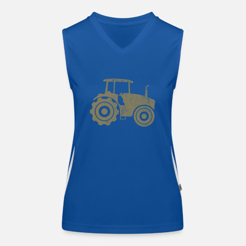 Tractor Silhouette Farmer Grunge Design - Women's Functional Contrast Tank Top - royal/white