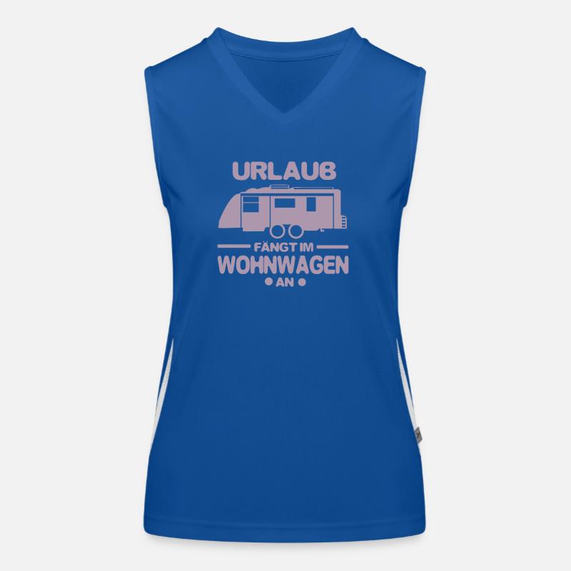 Wohnwagen Urlaub fängt an Funktionelles Kontrast-Tank Top für Frauen