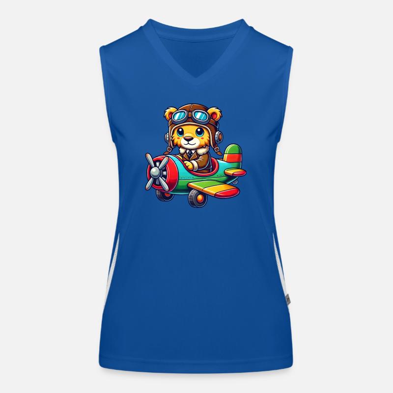 Lion Pilot Propeller Plane Flight License Airplane Women's Functional Contrast Tank Top