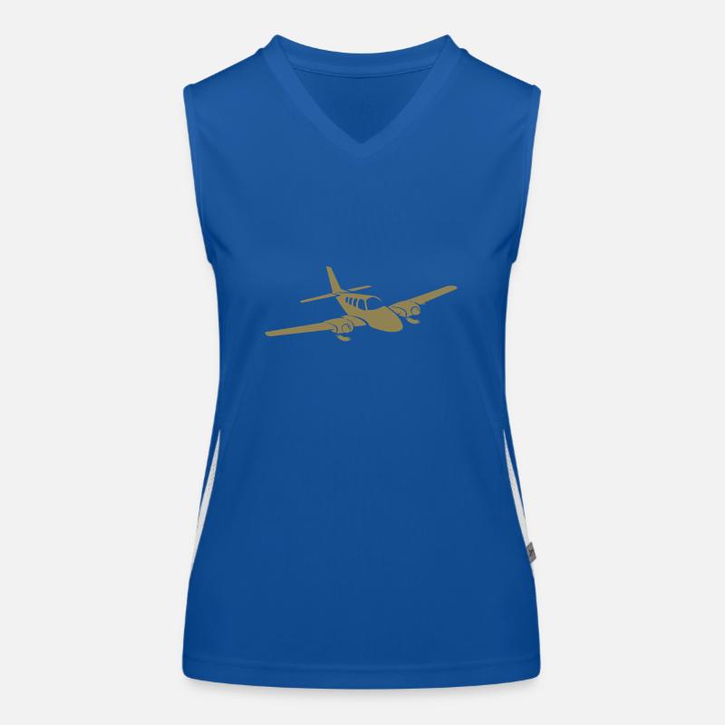 Minimalist propeller plane silhouette Women's Functional Contrast Tank Top