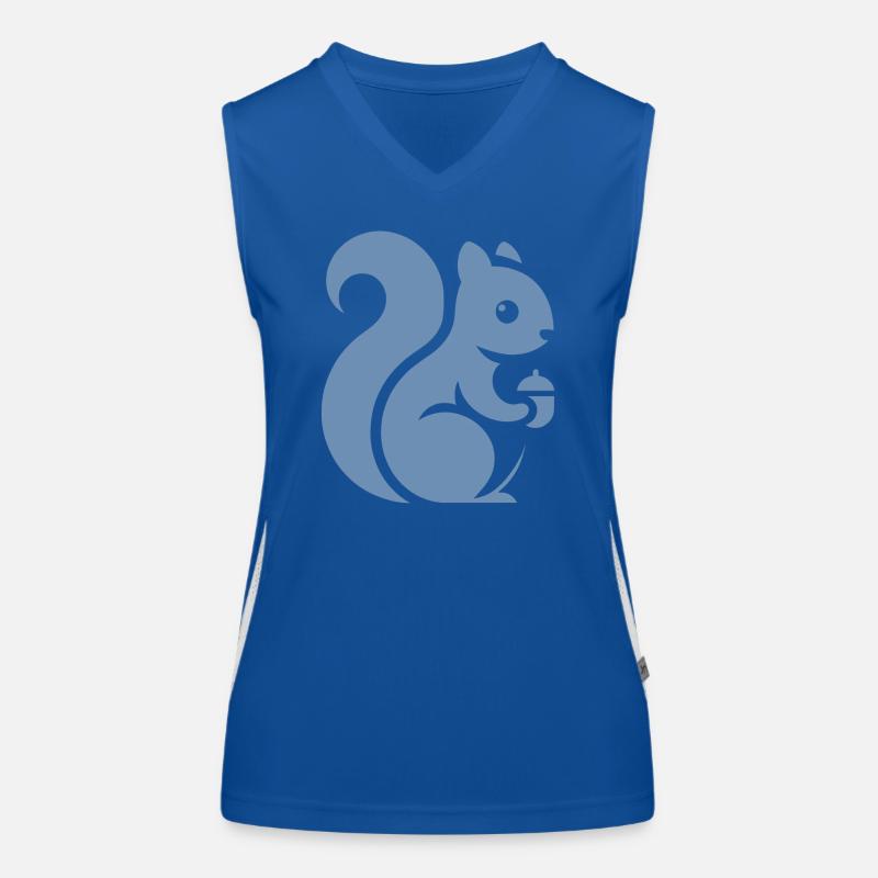 Minimalistische Eichhörnchen Silhouette mit Nuss Funktionelles Kontrast-Tank Top für Frauen