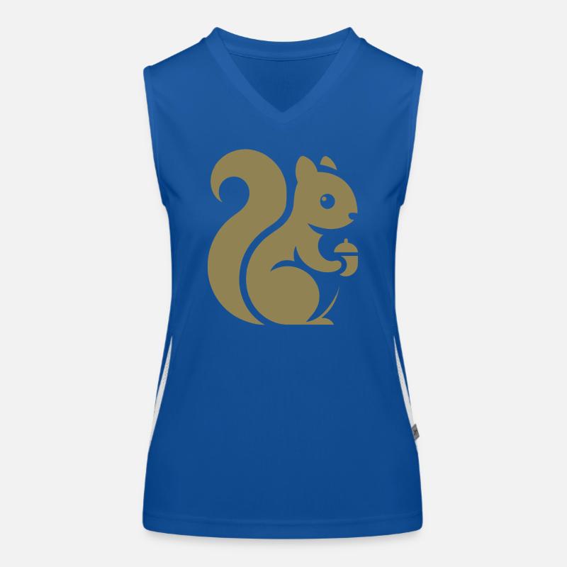 Minimalistische Eichhörnchen Silhouette mit Nuss Funktionelles Kontrast-Tank Top für Frauen