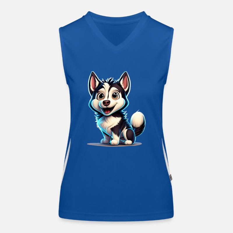 Dessin animé Husky Débardeur respirant contrasté Femme