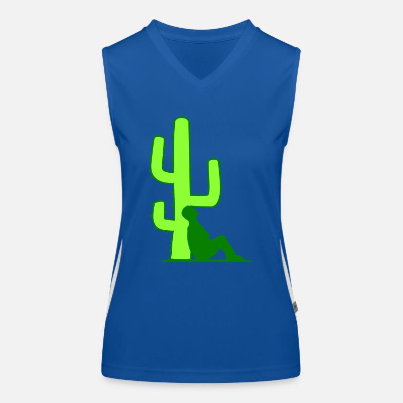 cactus relaxing leaning man resting sleeping Women's Functional Contrast Tank Top