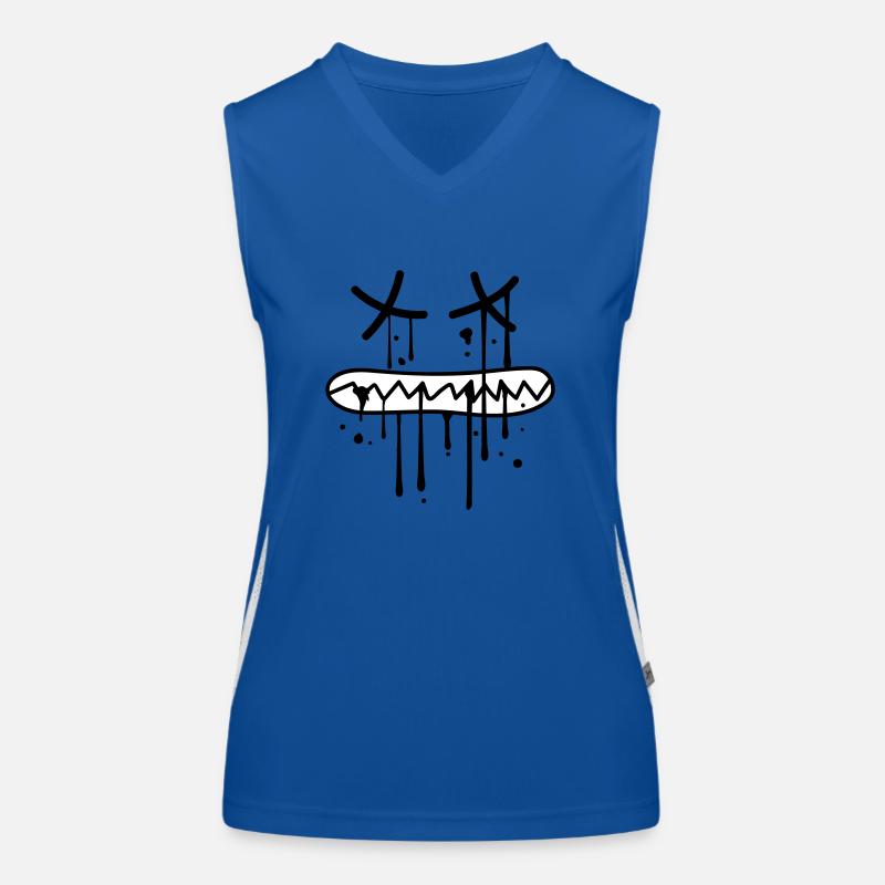 face biting teeth crunching dead death graffiti Women's Functional Contrast Tank Top
