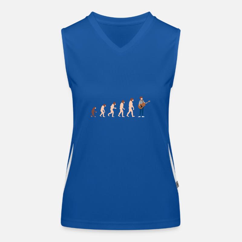 Evolution Gitarrist Lustige Geschenkidee Funktionelles Kontrast-Tank Top für Frauen