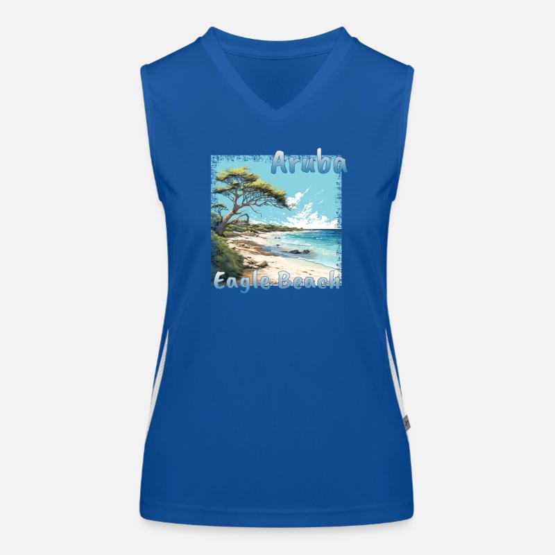 Summer Vibes in Aruba: Eagle Beach with a Grunge T Women's Functional Contrast Tank Top