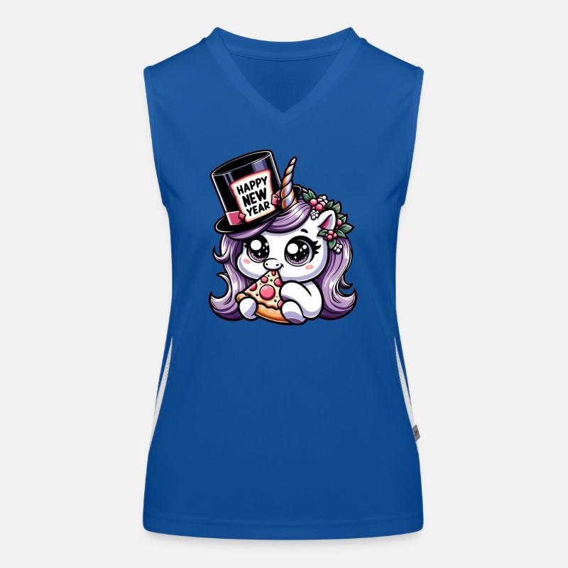 Neujahr Sylvester Einhorn Süß Comic Happy New Year Funktionelles Kontrast-Tank Top für Frauen