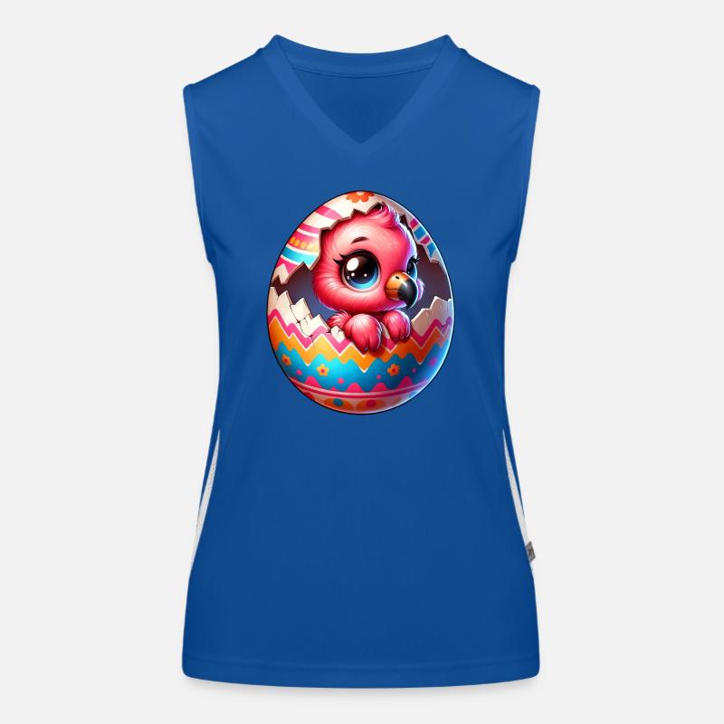 Magical Easter Flamingo Hatches from Egg Women's Functional Contrast Tank Top