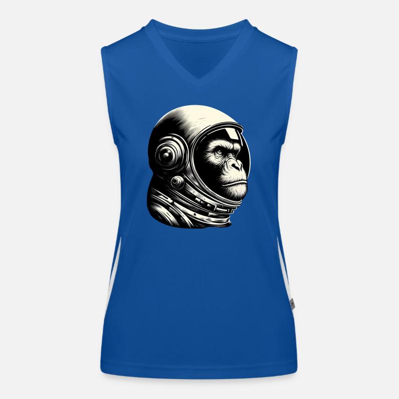 Chimpanzee, Astronaut, Thoughtful, Cosmos Women's Functional Contrast Tank Top