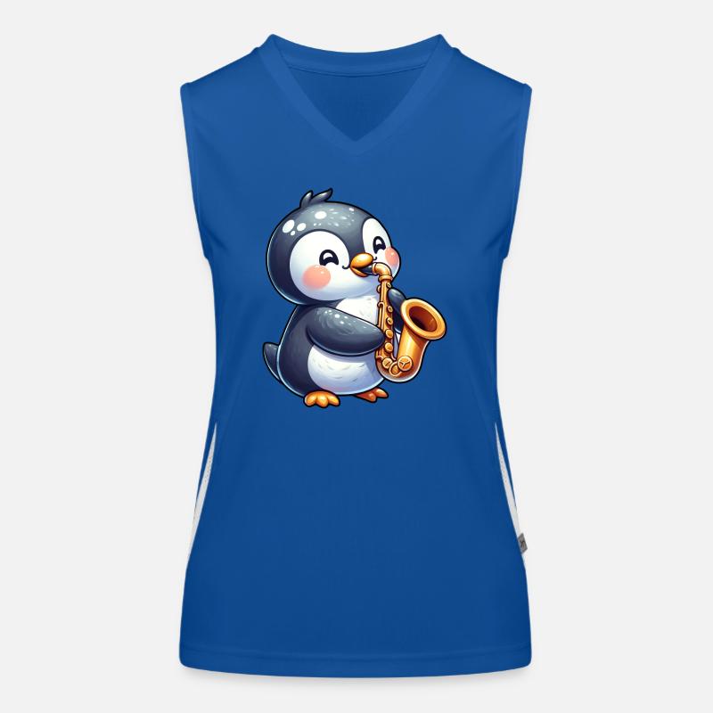 Penguin Saxophonist Jazz Concert Women's Functional Contrast Tank Top