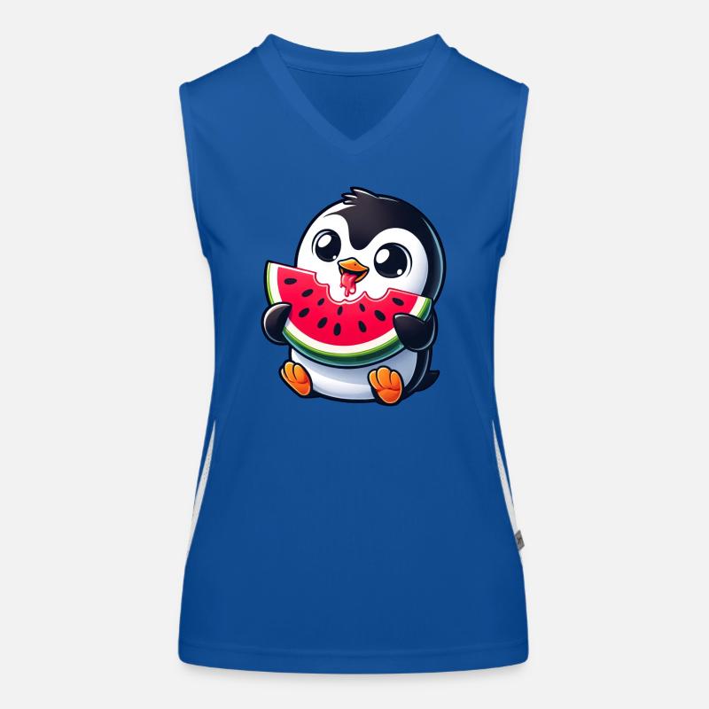 Penguin with Watermelon Cartoon Women's Functional Contrast Tank Top