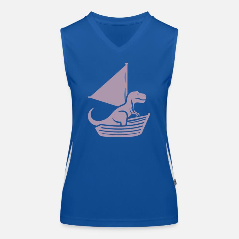 Cooler Sommer Segelboot T-Rex Silhouette Funktionelles Kontrast-Tank Top für Frauen