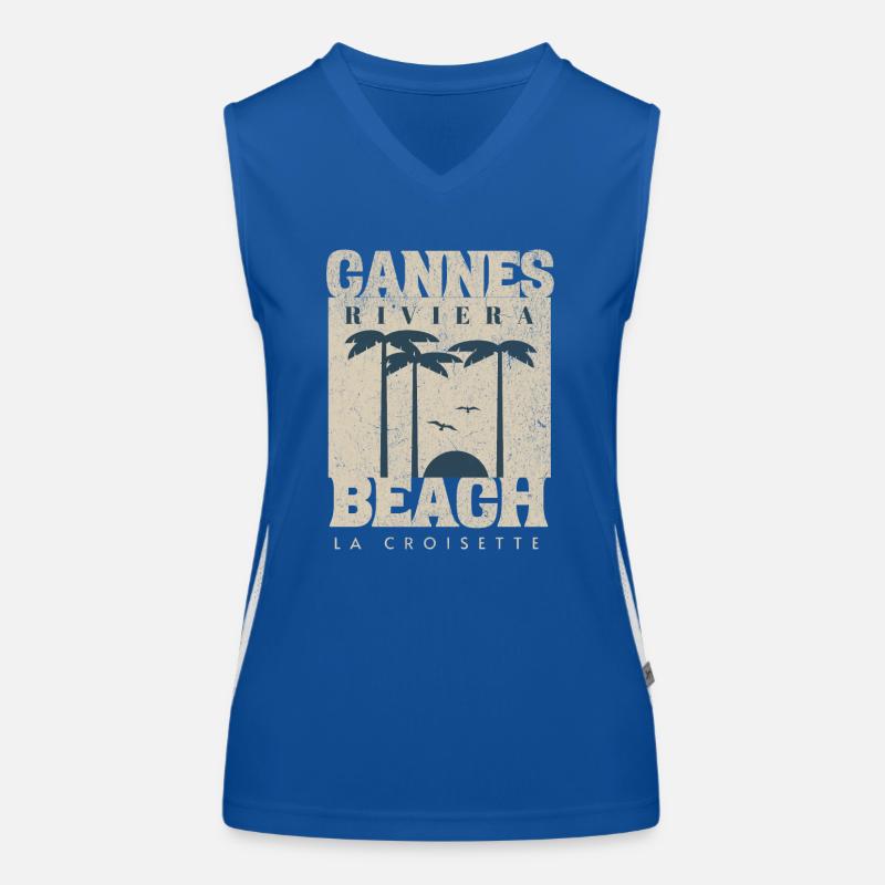 Der Strand von Cannes, die Riviera Funktionelles Kontrast-Tank Top für Frauen