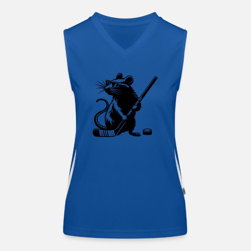 Maus Ratte Eishockeyspieler Silhouette Minimalisti Funktionelles Kontrast-Tank Top für Frauen