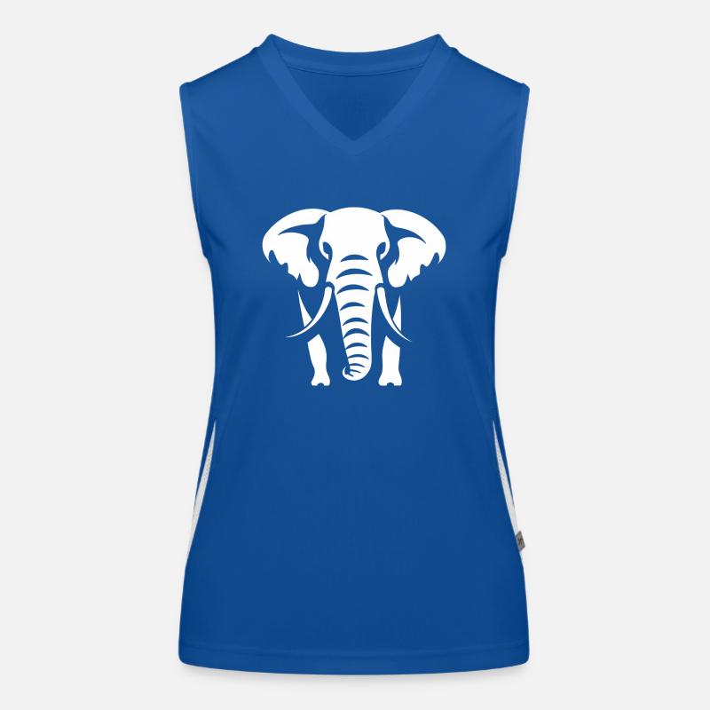 Elefant Silhouette Weiß Logo Funktionelles Kontrast-Tank Top für Frauen