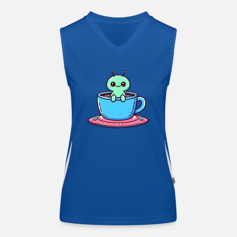 Grüner Alien & Kaffee-Tee: Interstellare Pause mit Funktionelles Kontrast-Tank Top für Frauen