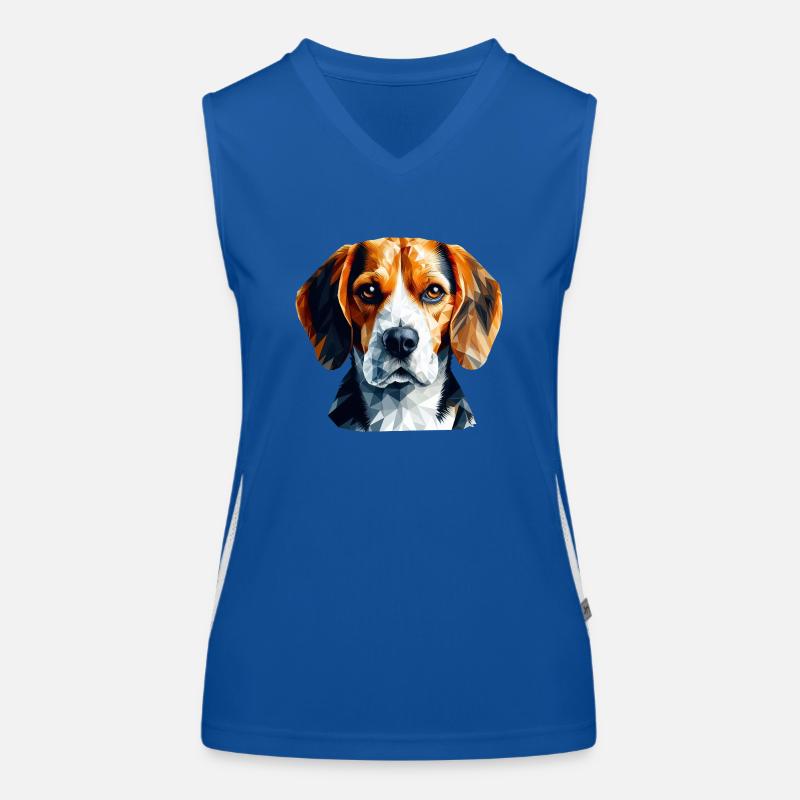 Geometrischer Beagle Polygon Kunst Design Funktionelles Kontrast-Tank Top für Frauen