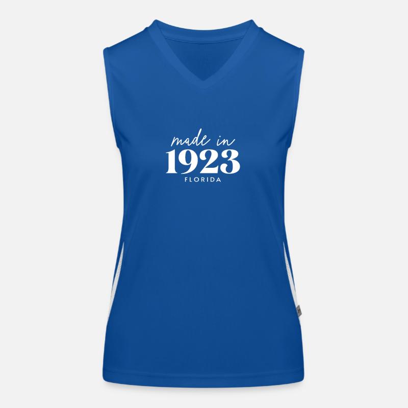 Made 1923 in Florida. Cute Birthday Party Women's Functional Contrast Tank Top