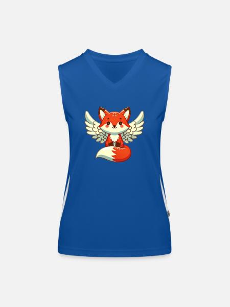 Red Fox Angel - Gracieux avec des ailes - Débardeur respirant contrasté Femme - bleu/blanc - Devant