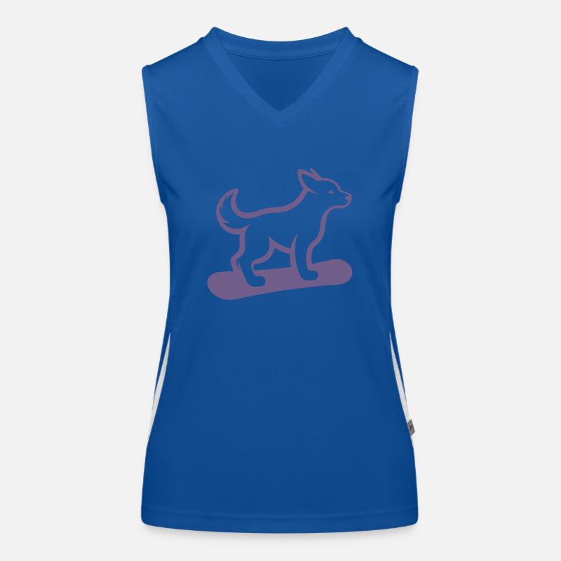 Hund Snowboard Snowboarder Minimalistisches Design Funktionelles Kontrast-Tank Top für Frauen