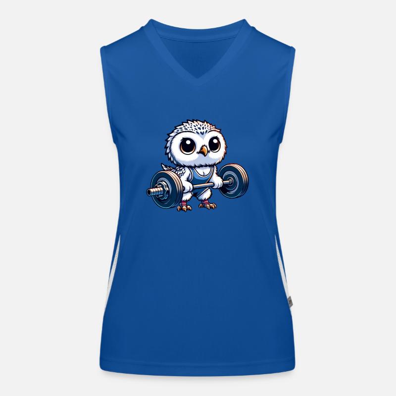 Eule mit Hanteln Workout Schneeeule Stemmen Funktionelles Kontrast-Tank Top für Frauen
