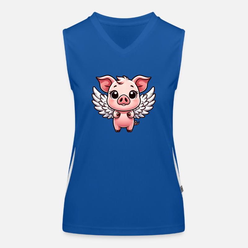 mignon cochon ange halo ailes de dessin animé Débardeur respirant contrasté Femme