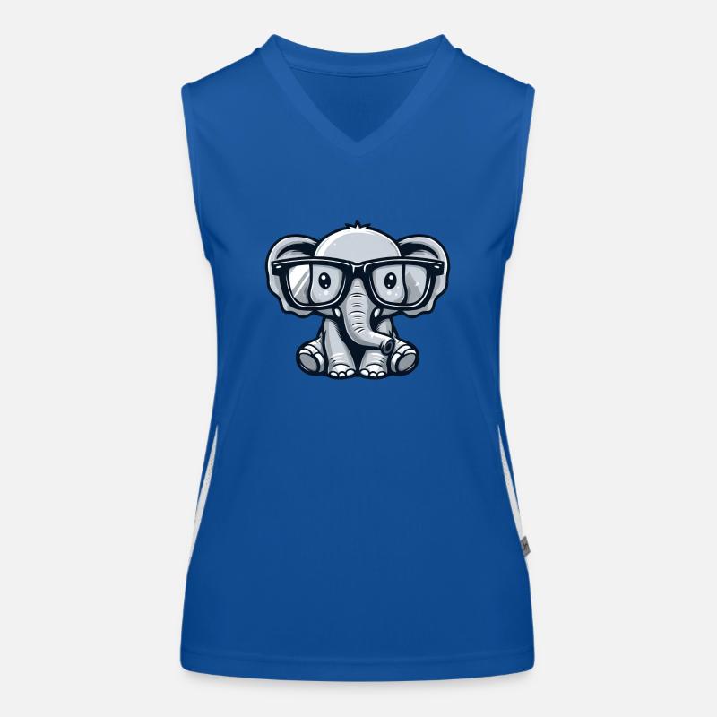Nerdy elephant with glasses Women's Functional Contrast Tank Top