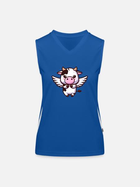 Himmlische Kuh: Ein Engel mit Flügeln - Funktionelles Kontrast-Tank Top für Frauen - Royal/Weiß - Vorne