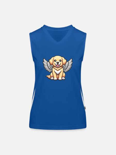 Angelic Golden Retriever with Wings – - Women's Functional Contrast Tank Top - royal/white - Front