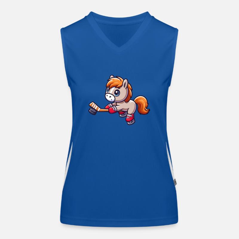 Pferd als Eishockeyspieler Funktionelles Kontrast-Tank Top für Frauen