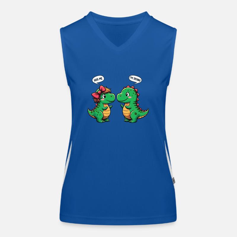 Dinosaur Trex Love In Love Short Arms Women's Functional Contrast Tank Top