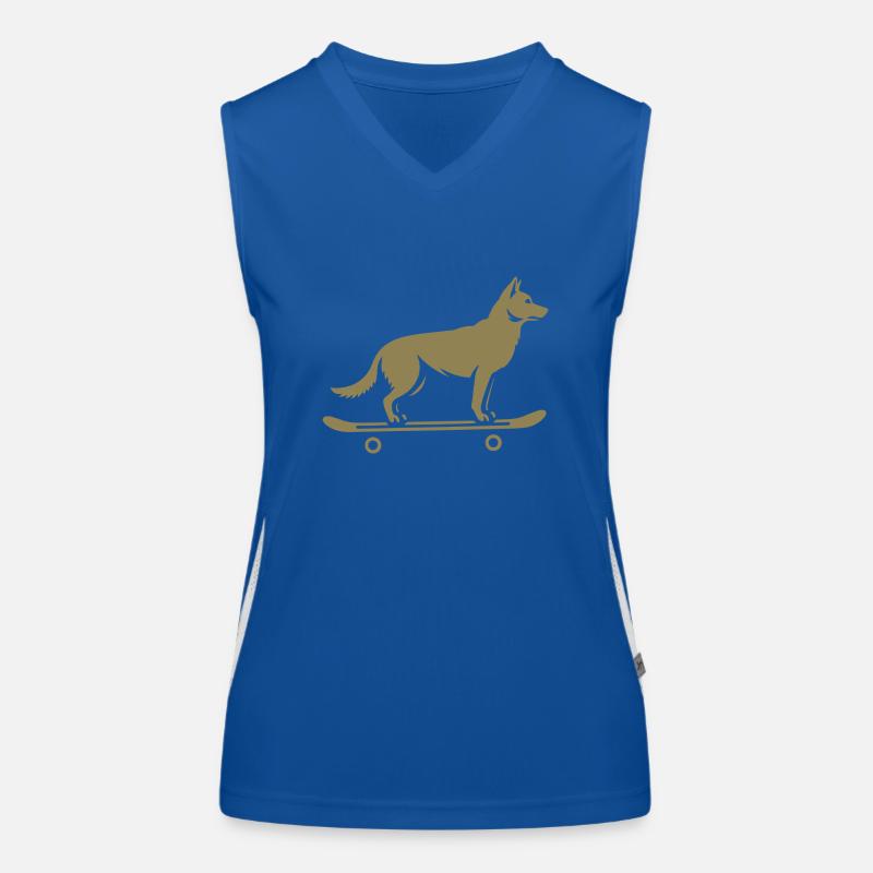 Dog Shepherd Skateboard Skateboarder Women's Functional Contrast Tank Top