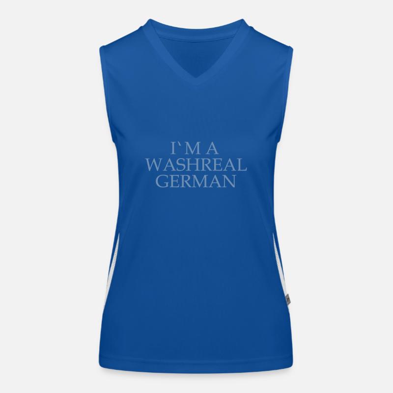 Witzige Denglisch Sprüche Waschechter Deutscher Funktionelles Kontrast-Tank Top für Frauen