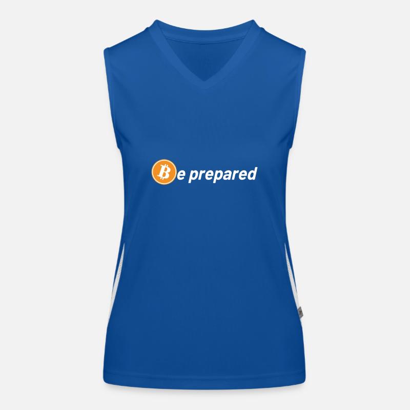 Bitcoin Logo Sei Vorbereitet Funktionelles Kontrast-Tank Top für Frauen