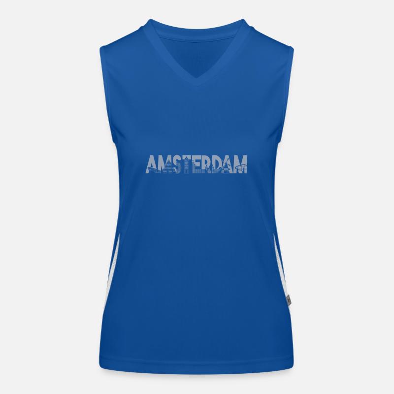 Amsterdam Skyline Silhouette – Städtische Schönhei Funktionelles Kontrast-Tank Top für Frauen