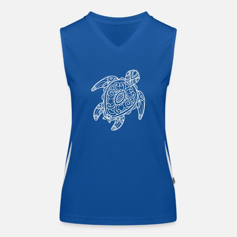 Dessin d’art tribal de tortue Débardeur respirant contrasté Femme