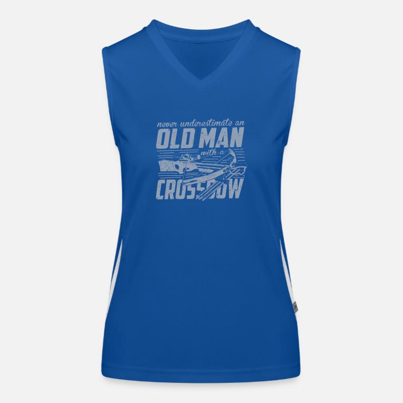 Crossbow never underestimate an old man Women's Functional Contrast Tank Top