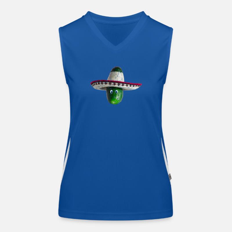 Concombre avec chapeau mexicain et yeux bleus Débardeur respirant contrasté Femme